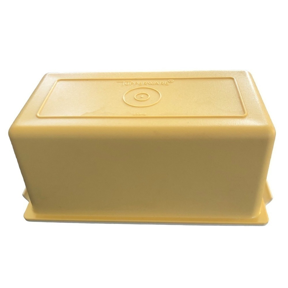 VTG Tupperware Butter Dish Gold White Large USA Made 2PC Hard Plastic 639-11